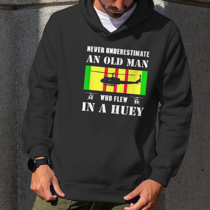 Never Underestimate Old Man Who Flew In Huey Vietnam Veteran Men Hoodie