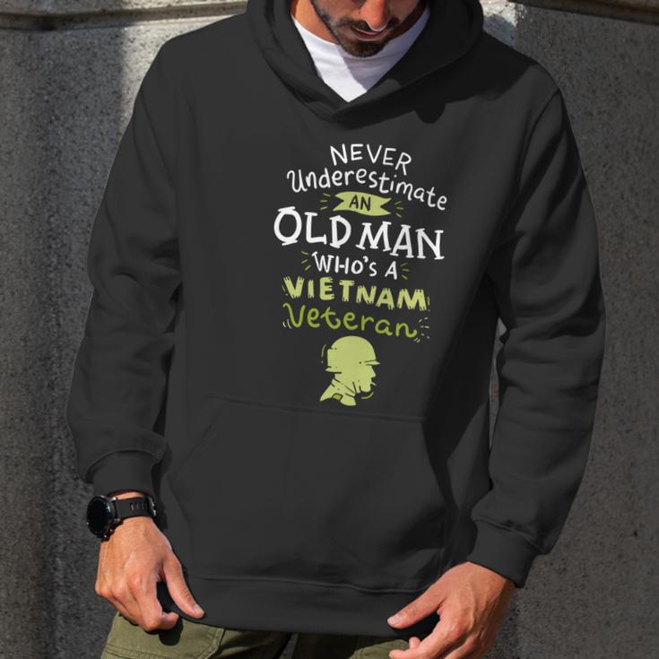 Never Underestimate An Old Whos A Vietnam Veteran Gift Graphic Design Printed Casual Daily Basic Men Hoodie