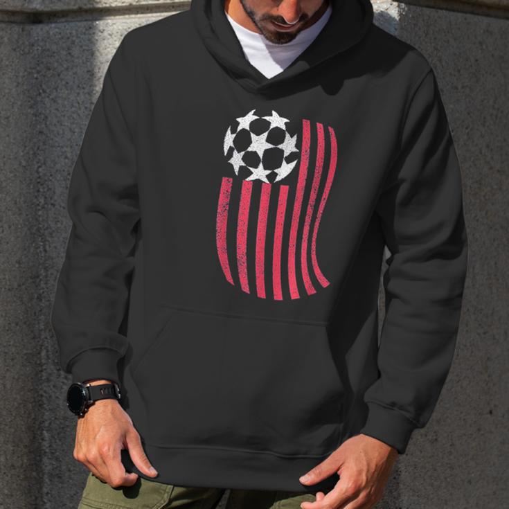 Usa National Flag With Soccer Ball Distressed Gift Men Hoodie