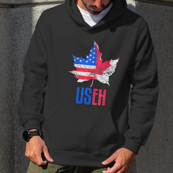 Useh Leaf Canadian American Flag Canada Usa Patriotic Men Hoodie