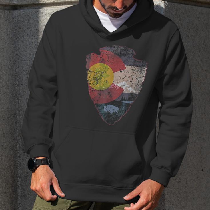 Vintage Colorado Flag Arrowhead Retro Fade Men Hoodie