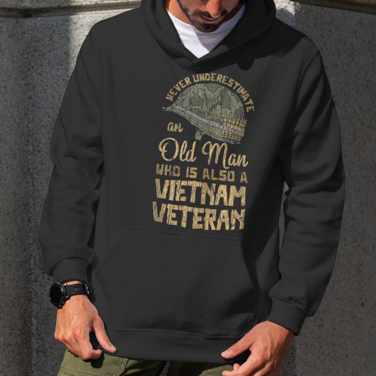 Vintage Veteran Grandpa Proud Army Vietnam Veteran Old Man Men Hoodie