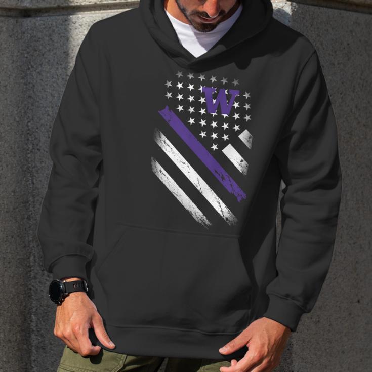 Washington Huskies American Flag Men Hoodie