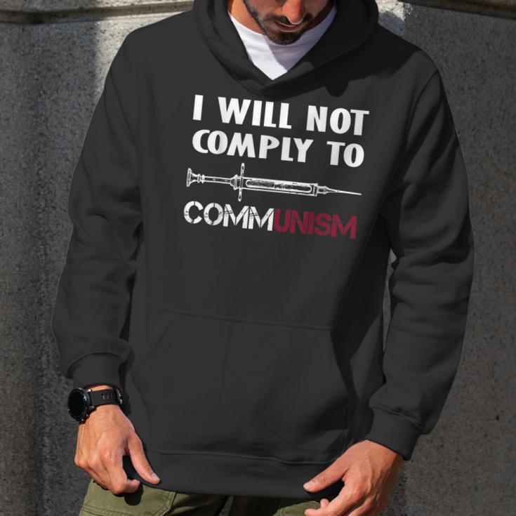 I Will Not Comply To Communism Needle Usa Flag Conservative Men Hoodie