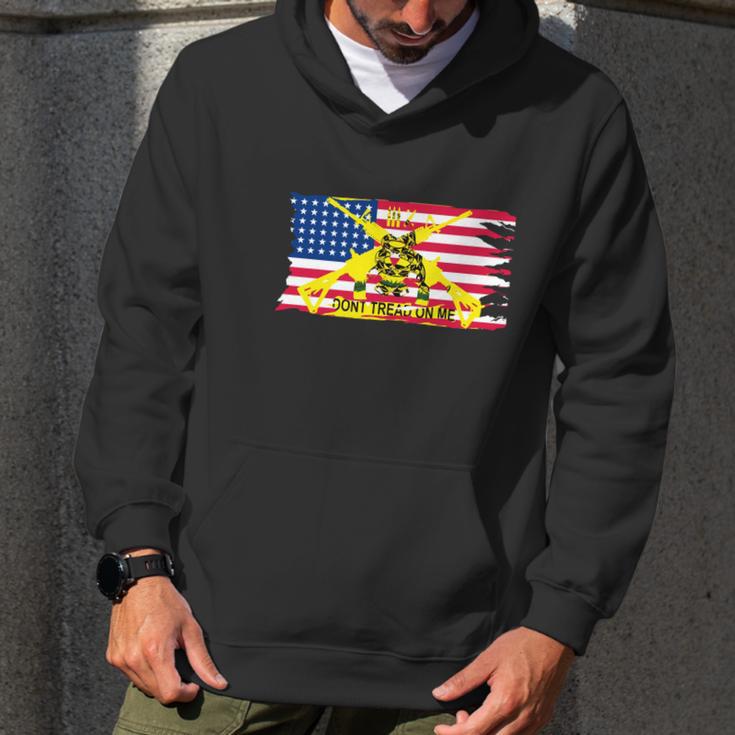 Mens Worn American Flag With Dont Tread On Me Ga Men Hoodie