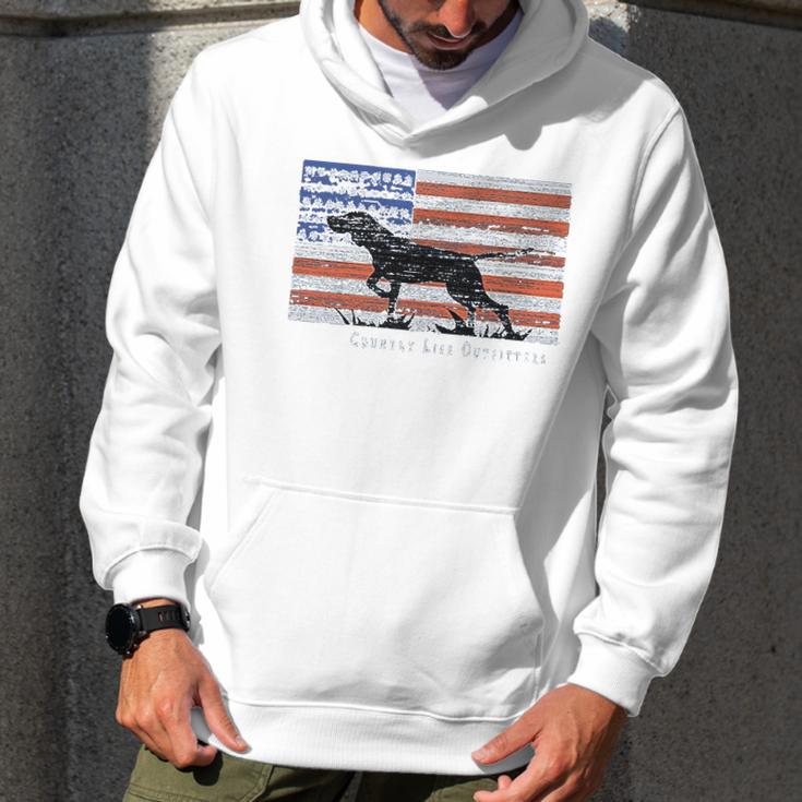 Country Life Outfitters Pointer Dog Americaan Flag Men Hoodie