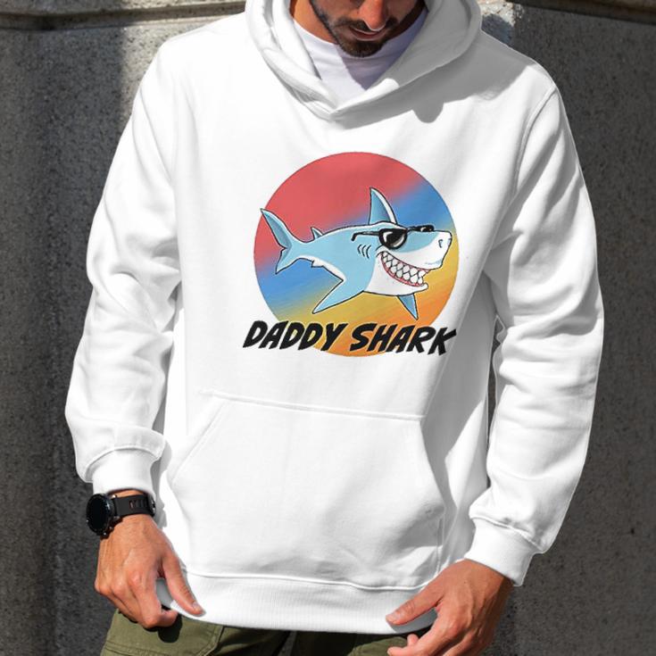 Daddy Shark With Sunglasses And Vintage Sunset Men Hoodie