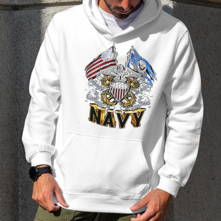 Double Flag Usn Navy Men Hoodie