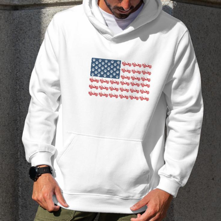 Jeeps And Paw Dog American Flag 4Th Of July Independence Day H Men Hoodie