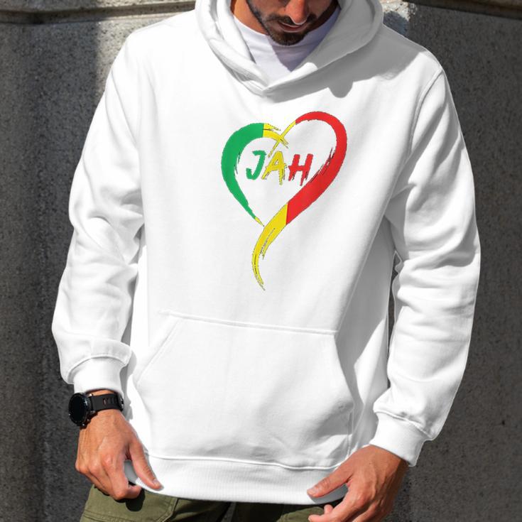 Love Jah Print Rasta Reggae Flag Heart Gift For Rastafarians Men Hoodie