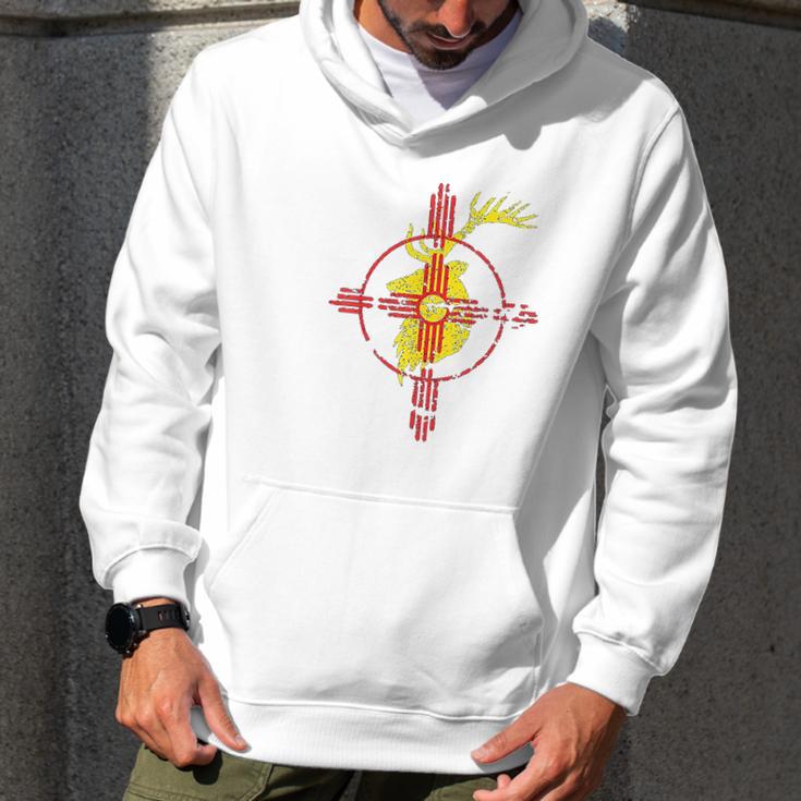 New Mexico State Flag Elk Hunting Zia Symbol Design Men Hoodie