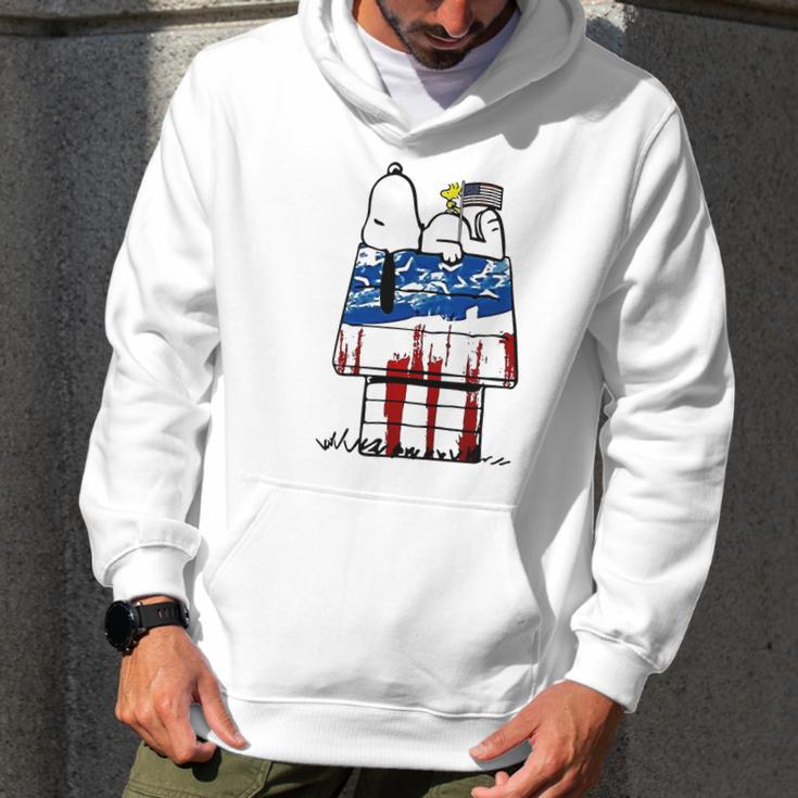 Snoopy Woodstock House American Flag 4Th Of July Independence Day Shirt Men Hoodie