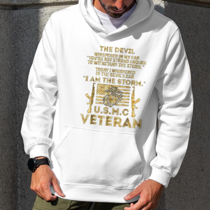 Usmc Veteran I Am The Storm Gold Effect Men Hoodie