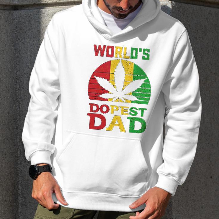 Weed Worlds Dopest Dad Funny Leaf Cool Vintage Men Hoodie