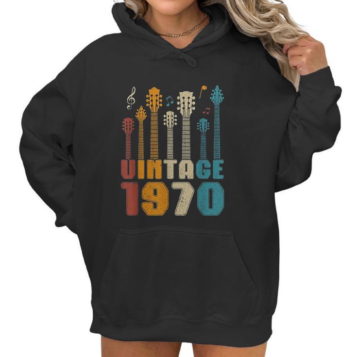 50Th Birthday Gifts Vintage 1970 Guitarist Guitar Lovers Women Hoodie