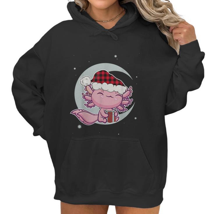 Axolotl Christmas Manga Kawaii Salamander Cute Santa Moon Women Hoodie