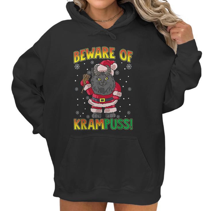 Beware Of Krampuss Cat Krampus Christmas Krampus Women Hoodie