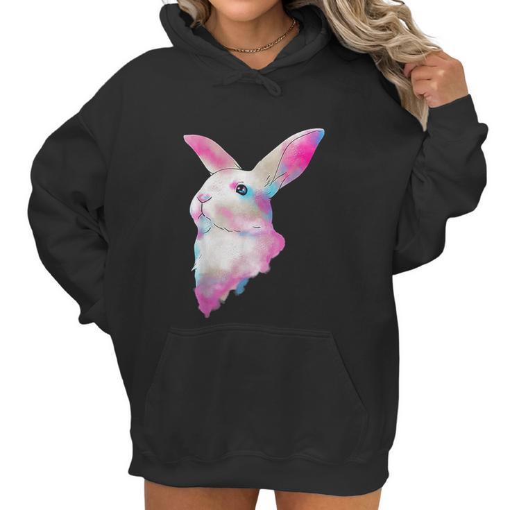 Cute Space Rainbow Gaussian Blur Rabbit Galactic Bunny Women Hoodie