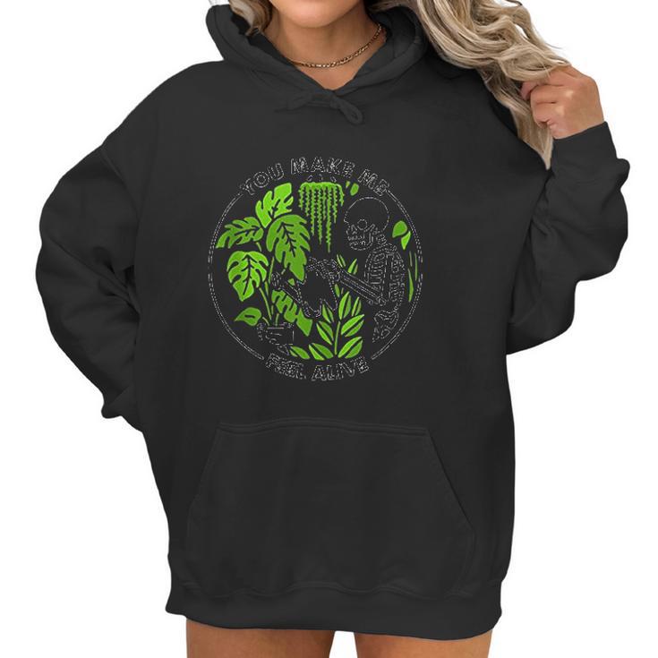 You Make Me Feel Alive Skeleton Plants Funny Halloween Gifts Women Hoodie