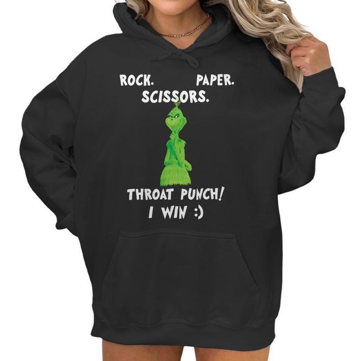 Grinch Funny Win Christmas Rock Paper Scissors Women Hoodie