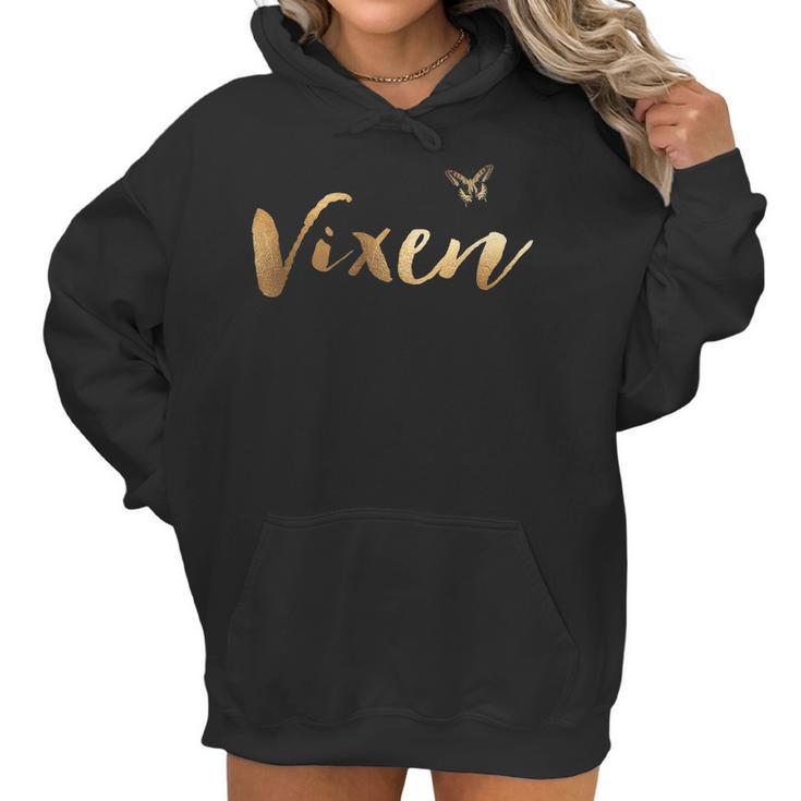 Womens Hotwife Vixen And Butterfly In Gold Women Hoodie