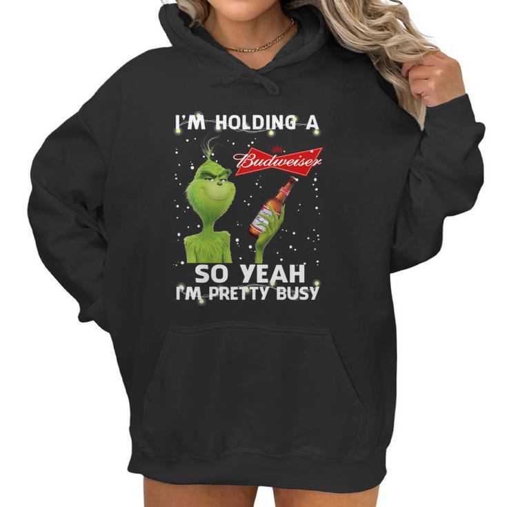 Official Christmas Sweater Im Holding A Budweiser Grinch Funny Beer Xmas Shirt Va11 Women Hoodie