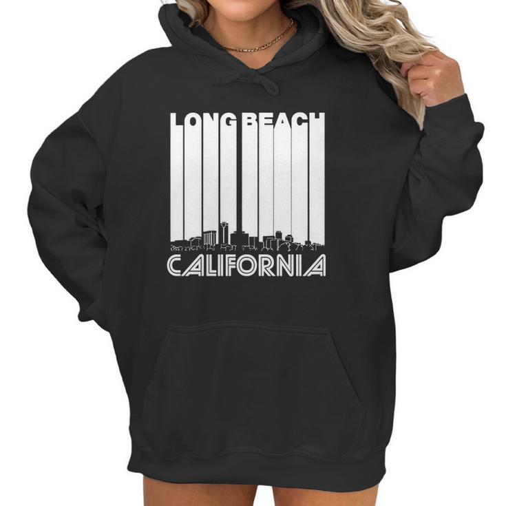 Retro Long Beach California Skyline  Womens Tshirt By American Apparel Women Hoodie