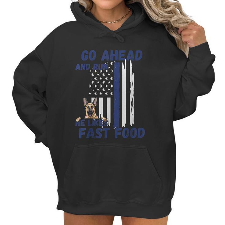 Thin Blue Line Flag K-9 German Shepherd Police Dog Men Women Women Hoodie