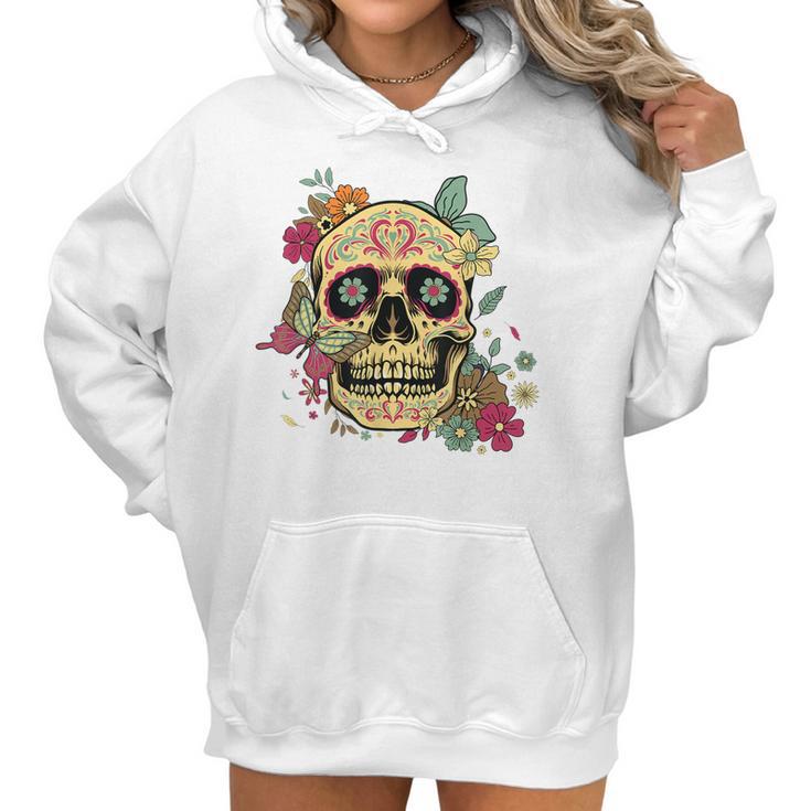 Floral Sugar Skull Dia De Los Muertos Dead Women Girl Women Hoodie