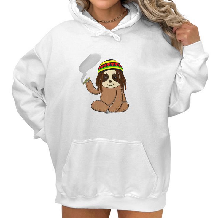 Marijuana Sloth Weed Smoker Jamaican Funny 420 Gifts Women Hoodie