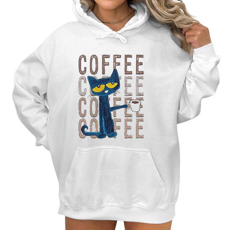 Pete The Cat Pete With Coffee Women Hoodie