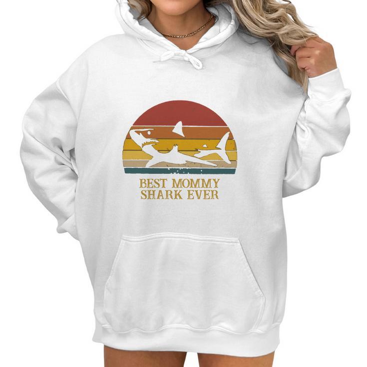 Vintage Best Mommy Shark Ever Gift For Mom Christmas Mom Gift Women Hoodie