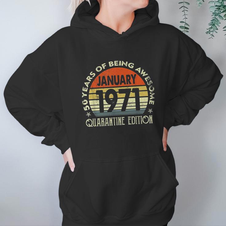 50Th Birthday Gift 50 Years Old Retro Vintage January 1971 Women Hoodie Gifts for Her