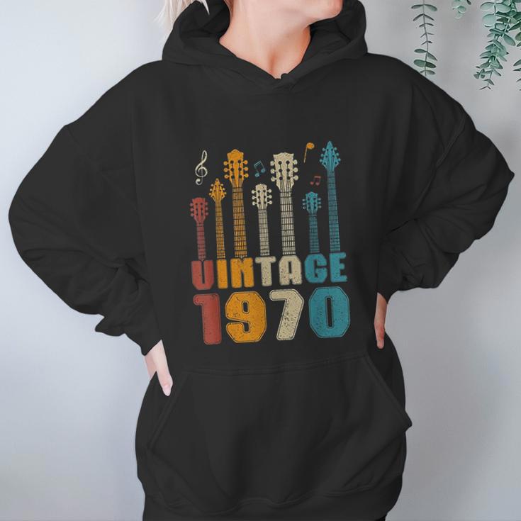 50Th Birthday Gifts Vintage 1970 Guitarist Guitar Lovers Women Hoodie Gifts for Her