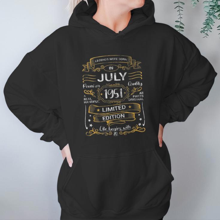 70Th Birthday Legends Were Born July 1951 70 Years Old Women Hoodie Gifts for Her