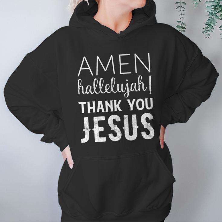 Amen Hallelujah Thank You Jesus Funny Faith Based Women Hoodie Gifts for Her