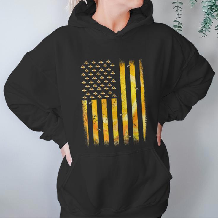 American Flag Honey Bee Honeycomb Beekeeper Beekeeping Women Hoodie Gifts for Her