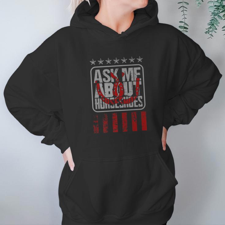 Ask Me About Horseshoe Pitching Ringer Women Hoodie Gifts for Her