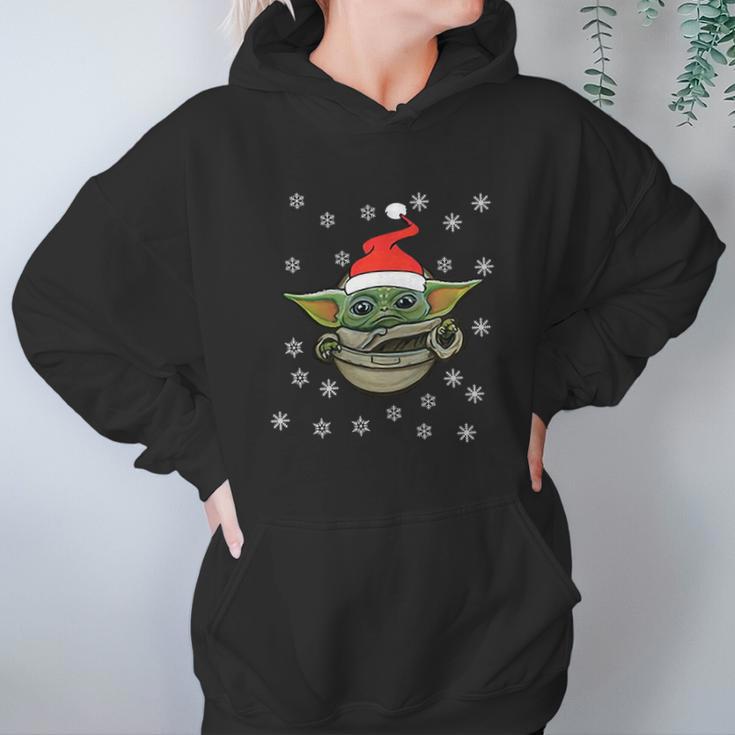 Baby Yoda Snow Merry Christmas The Mandalorian Shirt Women Hoodie Gifts for Her