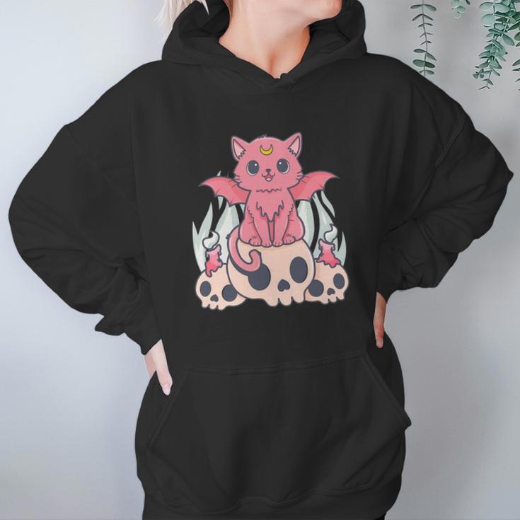 Bat Cat Kawaii Pastel Goth Cute Skulls Gift Cat Lover Men Women T-Shirt Graphic Print Casual Unisex Tee Women Hoodie Gifts for Her