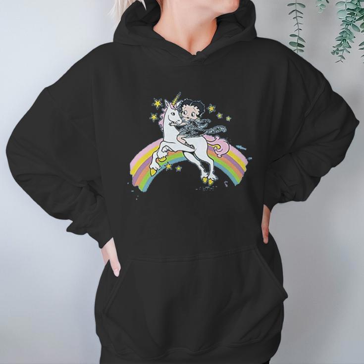 Betty Boop Cartoon Unicorn And Rainbows Women Hoodie Gifts for Her