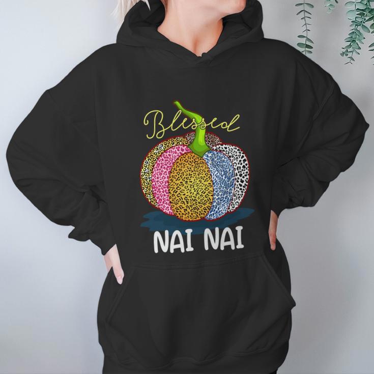 Blessed Nai Nai Pumpkin Leopard Art Grandma Gift Thanksgivin Gift Women Hoodie Gifts for Her