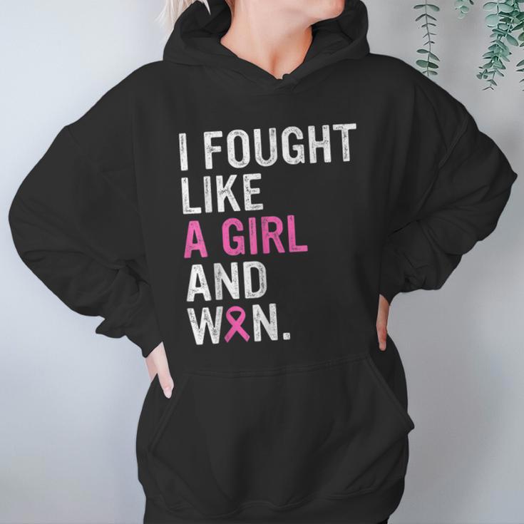 Breast Cancer Awareness I Fought Like A Girl And Won Women V4 Men Women T-Shirt Graphic Print Casual Unisex Tee Women Hoodie Gifts for Her