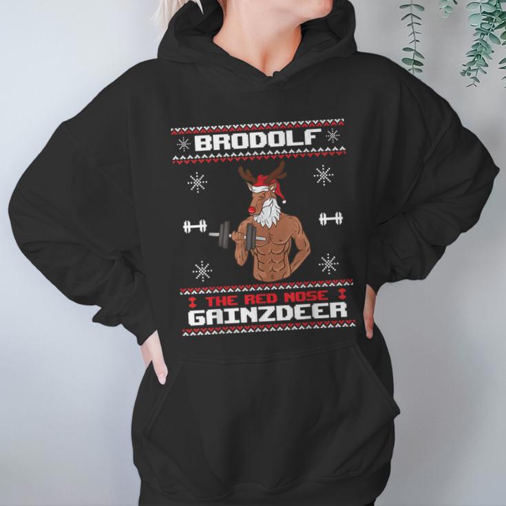 Brodolf The Red Nose Gainzdeer Gym Ugly Christmas Sweater Men Women T-Shirt Graphic Print Casual Unisex Tee Women Hoodie Gifts for Her