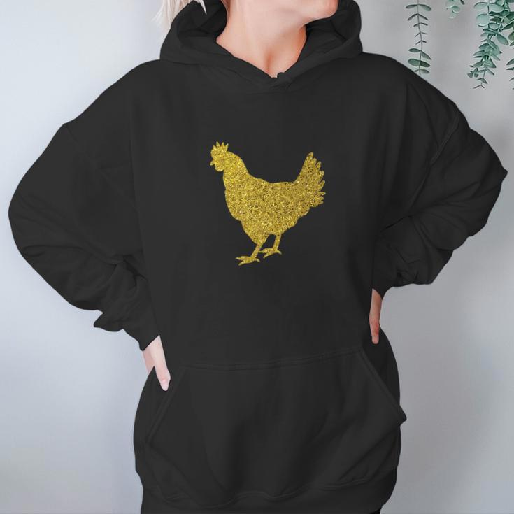 Chicken Ladies Glitter Print Chicken White Tee Top Women Hoodie Gifts for Her