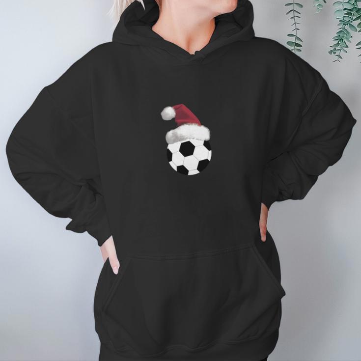 Christmas Soccer Ball Santa Claus Hat T-Shirt_Extract Women Hoodie Gifts for Her