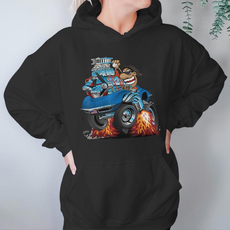 Classic Funny Sixties Sports Car Racing Hot Rod Cartoon Women Hoodie Gifts for Her