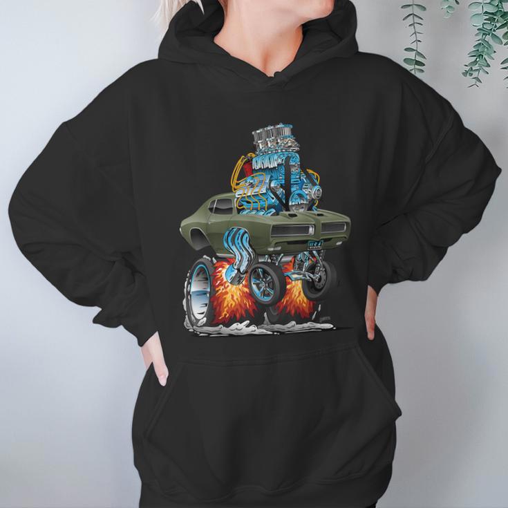 Classic Sixties Muscle Car Funny Dragster Hot Rod Cartoon V3 Women Hoodie Gifts for Her