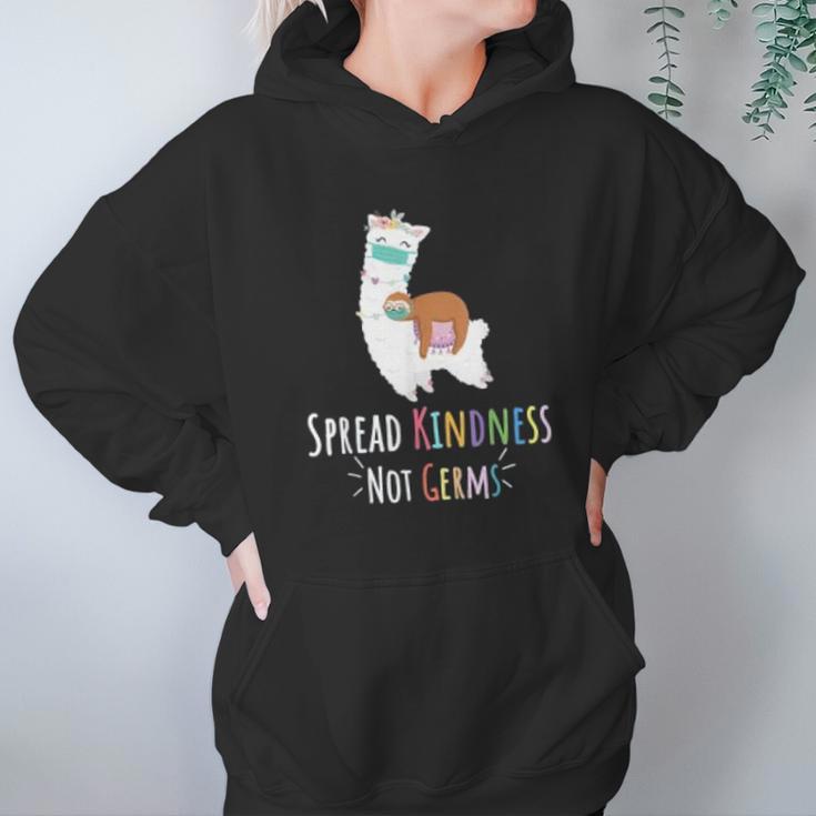 Cute Llama And Sloth Spread Kindness Not Germs Social Distancing Women Hoodie Gifts for Her