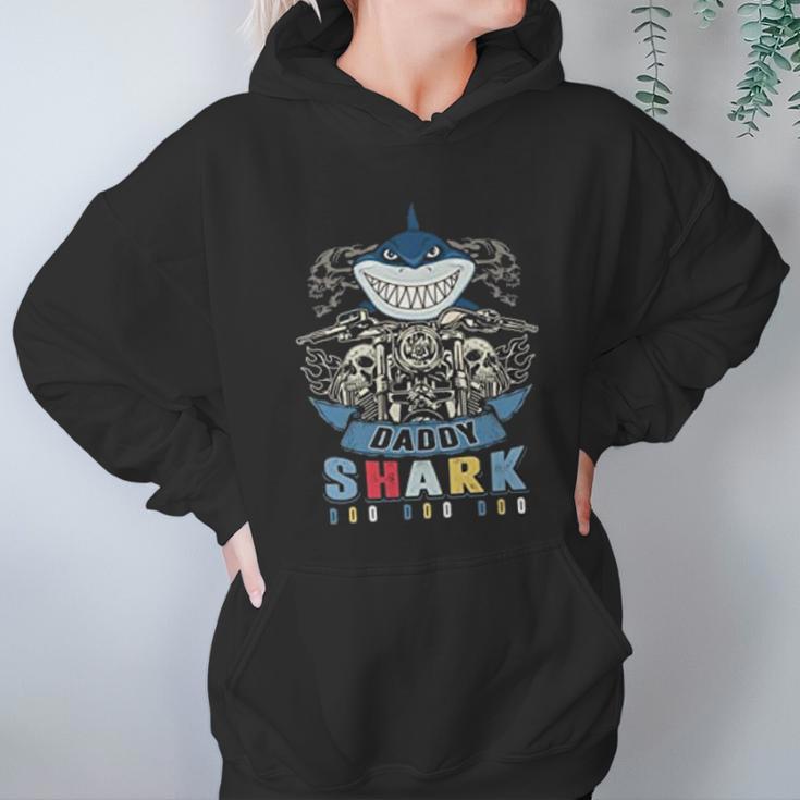 Daddy Shark Skull Biker Best Christmas Gifts For Dad Women Hoodie Gifts for Her